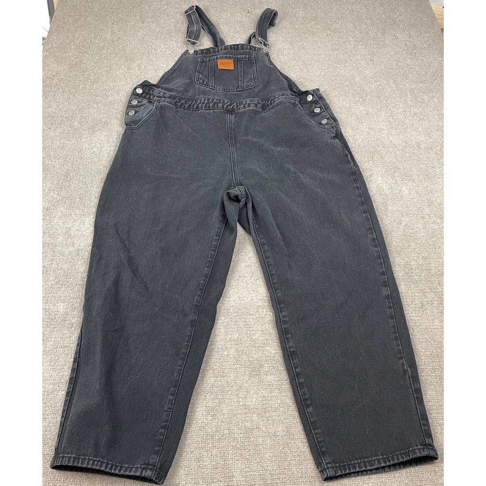 Shein Curve Overall Womens 1XL Gray Dark Wash Denim Cotton Pockets Workwear
